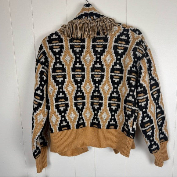 Grace + Karma Fringe Knit Cardigan Sweater Small Aztec Boho Southwest Style - Picture 10 of 10